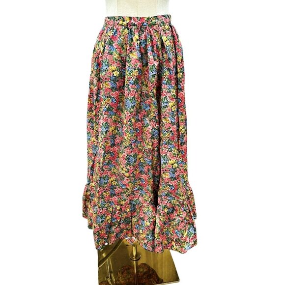 Vintage Floral MIDI Skirt Size 6 - 24" Waist Cottagecore Prairie Regina Porter - Picture 1 of 11
